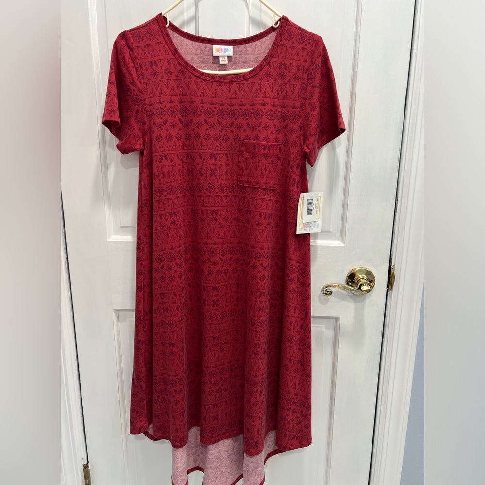 LULAROE NWT Carly Swing Flowy Hi Low Hem Front Pocket Dress SIZE XS 2-4 NEW
